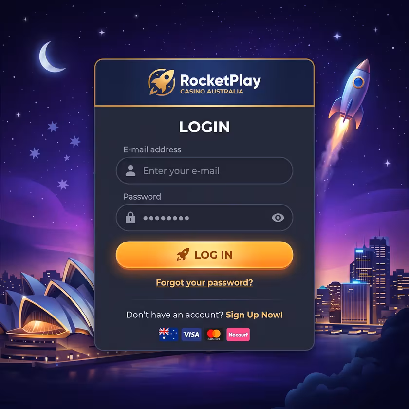 Login window with e-mail and password fields and a password reset link